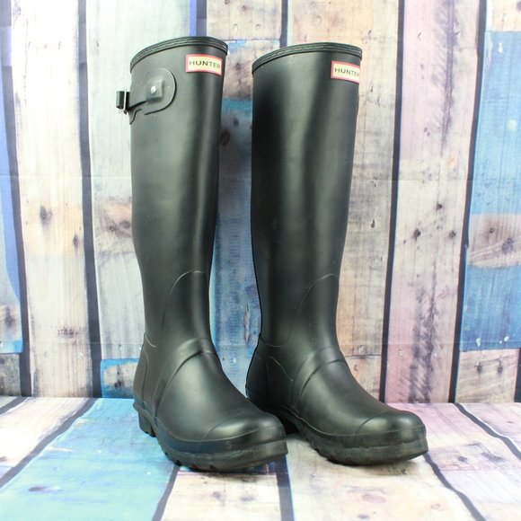 Hunter Original Tall Rain Boots Matte Black Size 9 - Picture 3 of 9